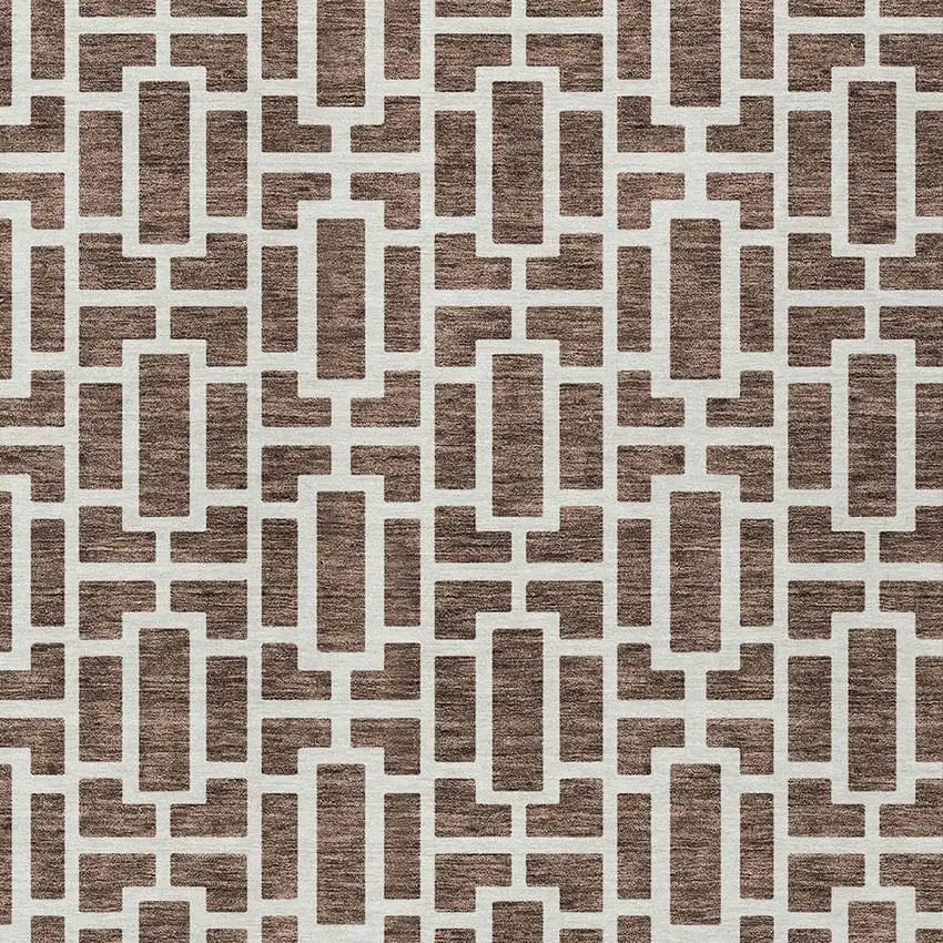 Brown And Beige Geometric Washable Indoor Outdoor Area Rug Photo 7