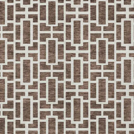Brown And Beige Geometric Washable Indoor Outdoor Area Rug Photo 7