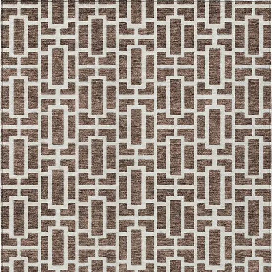 Brown And Beige Geometric Washable Indoor Outdoor Area Rug Photo 8