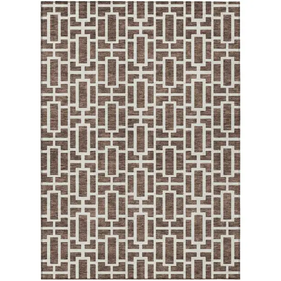 Brown And Beige Geometric Washable Indoor Outdoor Area Rug Photo 2