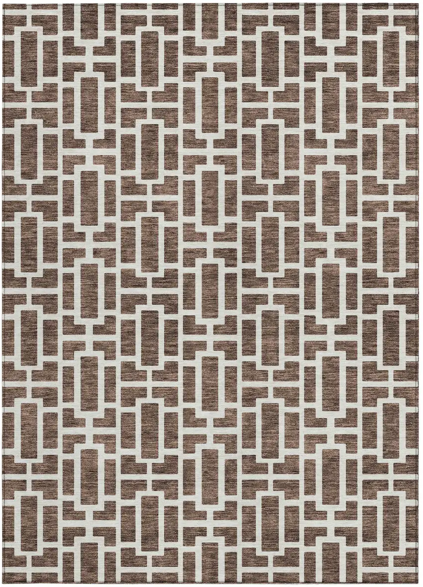 Brown And Beige Geometric Washable Indoor Outdoor Area Rug Photo 8