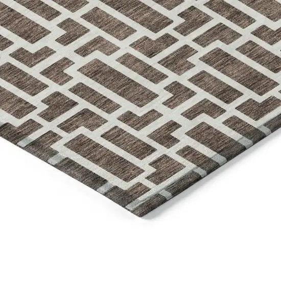 Brown And Beige Geometric Washable Indoor Outdoor Area Rug Photo 5