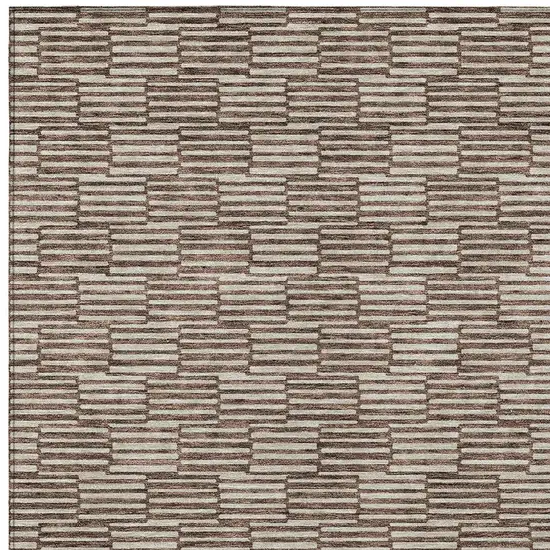 Brown And Beige Geometric Washable Indoor Outdoor Area Rug Photo 6