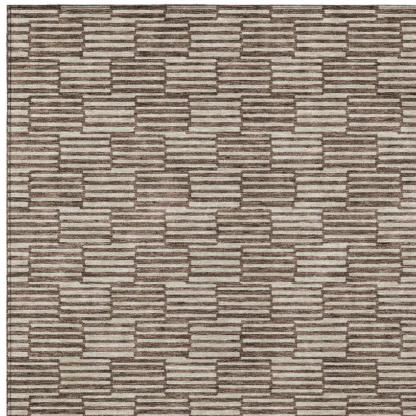 Brown And Beige Geometric Washable Indoor Outdoor Area Rug Photo 6