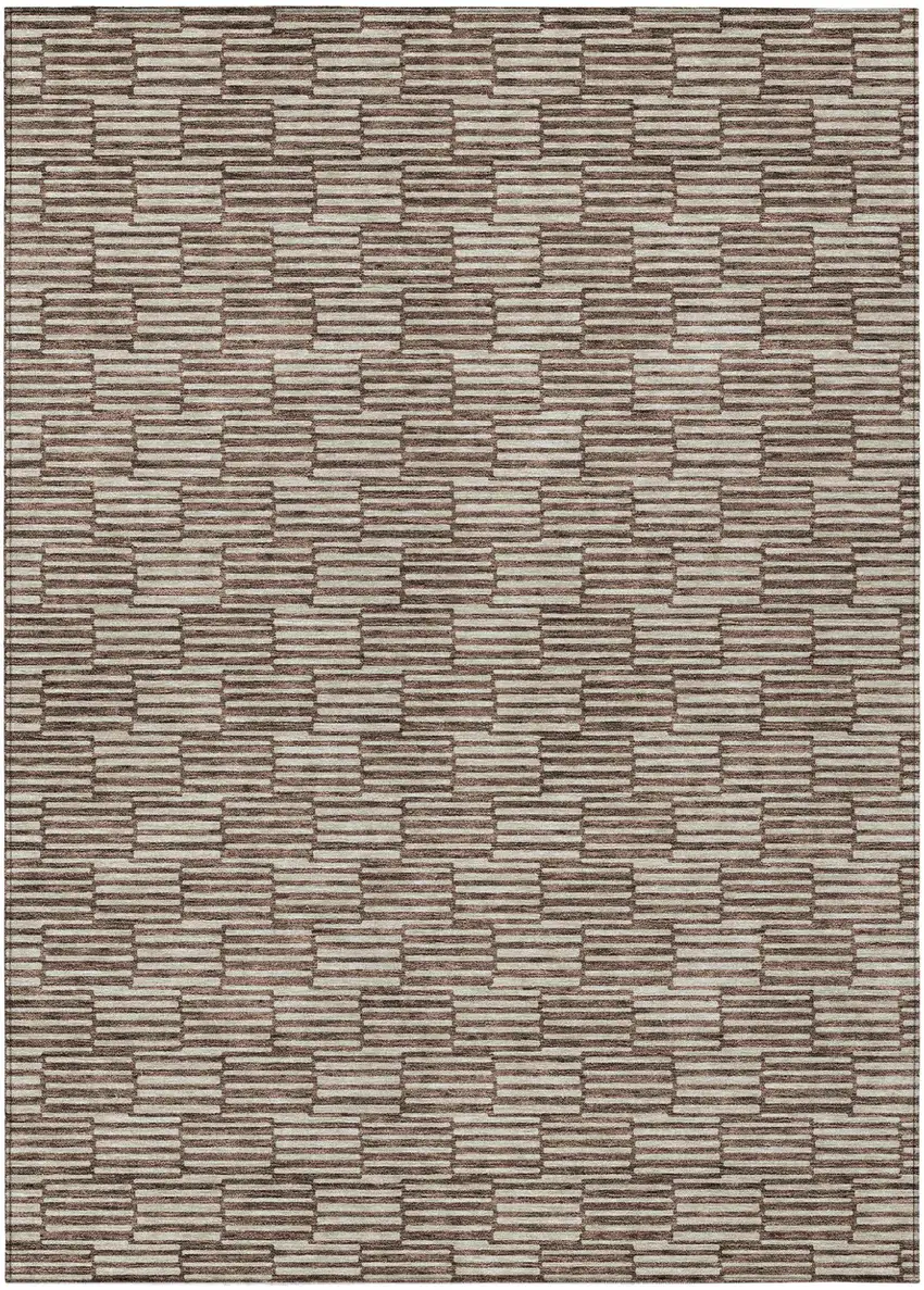 Brown And Beige Geometric Washable Indoor Outdoor Area Rug Photo 2