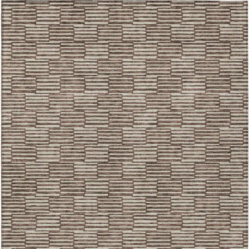 Brown And Beige Geometric Washable Indoor Outdoor Area Rug Photo 7