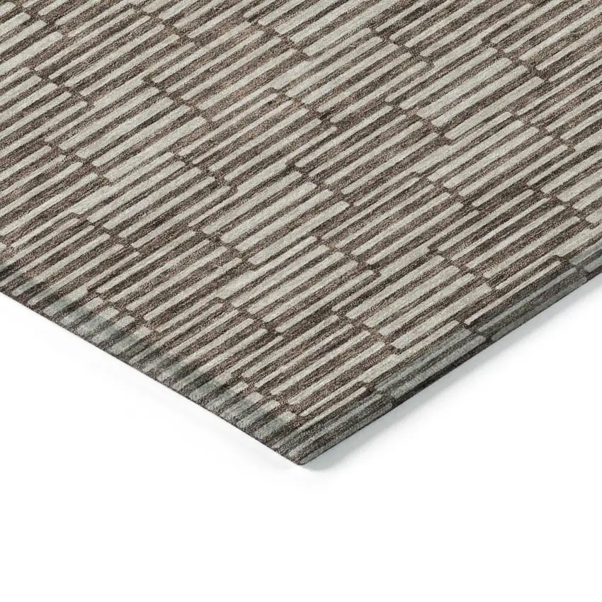 Brown And Beige Geometric Washable Indoor Outdoor Area Rug Photo 5