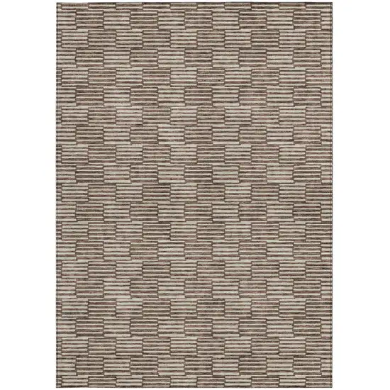 Brown And Beige Geometric Washable Indoor Outdoor Area Rug Photo 7