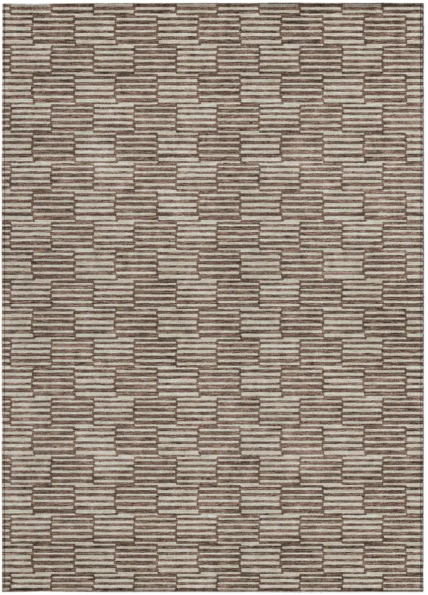 Brown And Beige Geometric Washable Indoor Outdoor Area Rug Photo 7