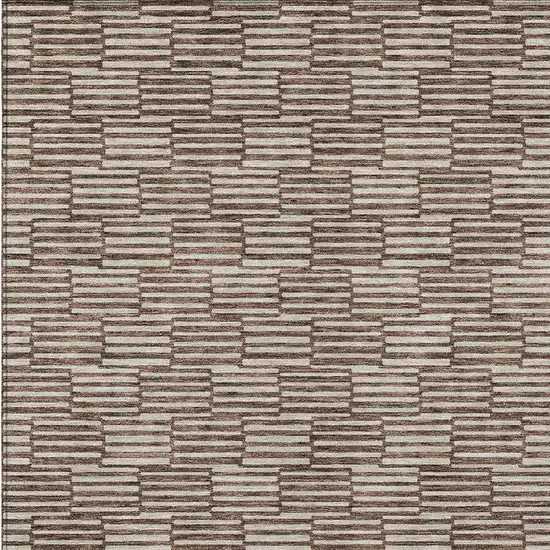 Brown And Beige Geometric Washable Indoor Outdoor Area Rug Photo 6
