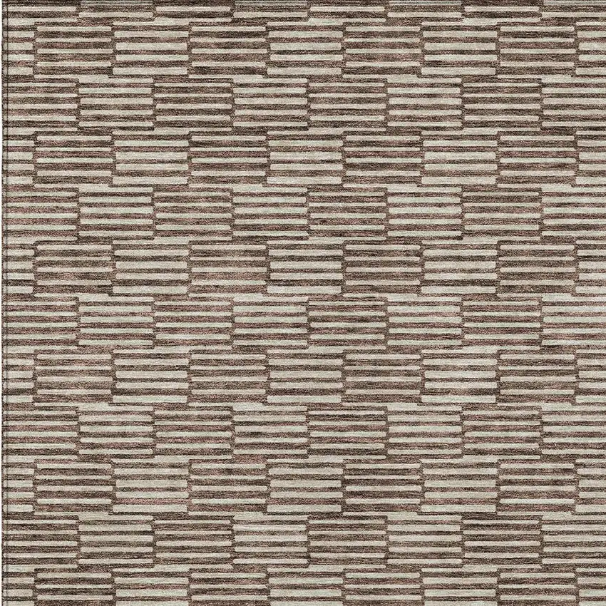 Brown And Beige Geometric Washable Indoor Outdoor Area Rug Photo 6