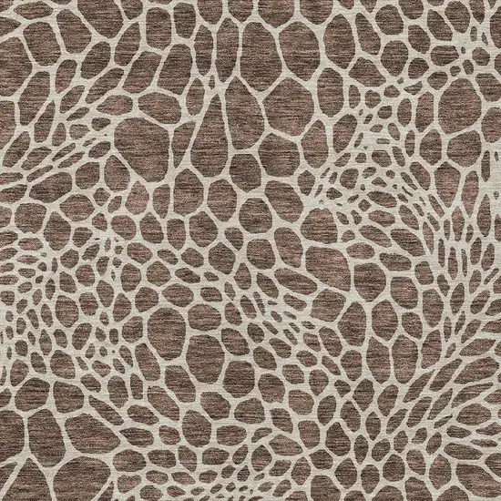 Brown And Beige Geometric Washable Indoor Outdoor Area Rug Photo 7
