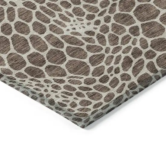 Brown And Beige Geometric Washable Indoor Outdoor Area Rug Photo 5