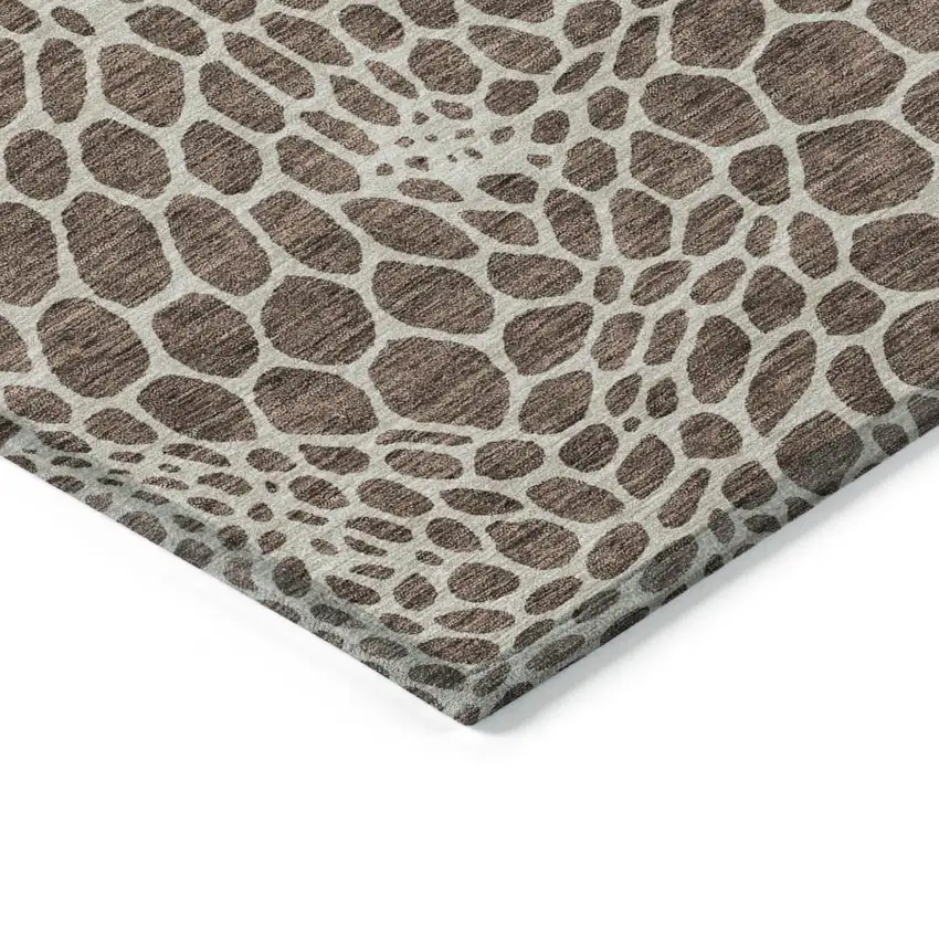 Brown And Beige Geometric Washable Indoor Outdoor Area Rug Photo 5