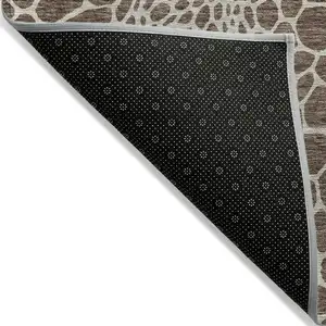 Photo of Brown And Beige Geometric Washable Indoor Outdoor Area Rug