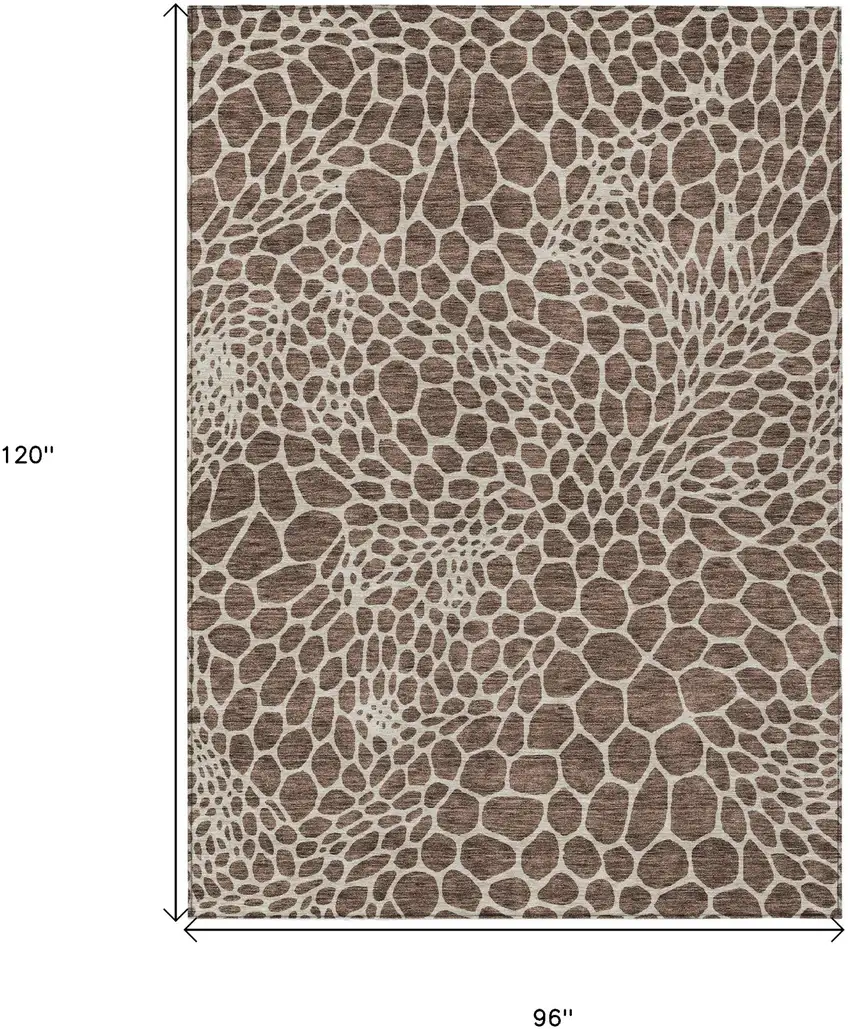 Brown And Beige Geometric Washable Indoor Outdoor Area Rug Photo 3