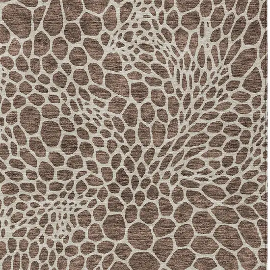 Brown And Beige Geometric Washable Indoor Outdoor Area Rug Photo 7