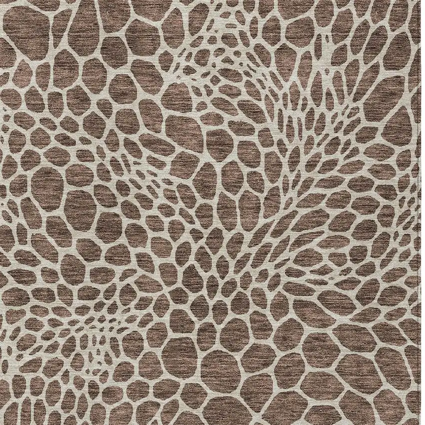 Brown And Beige Geometric Washable Indoor Outdoor Area Rug Photo 7