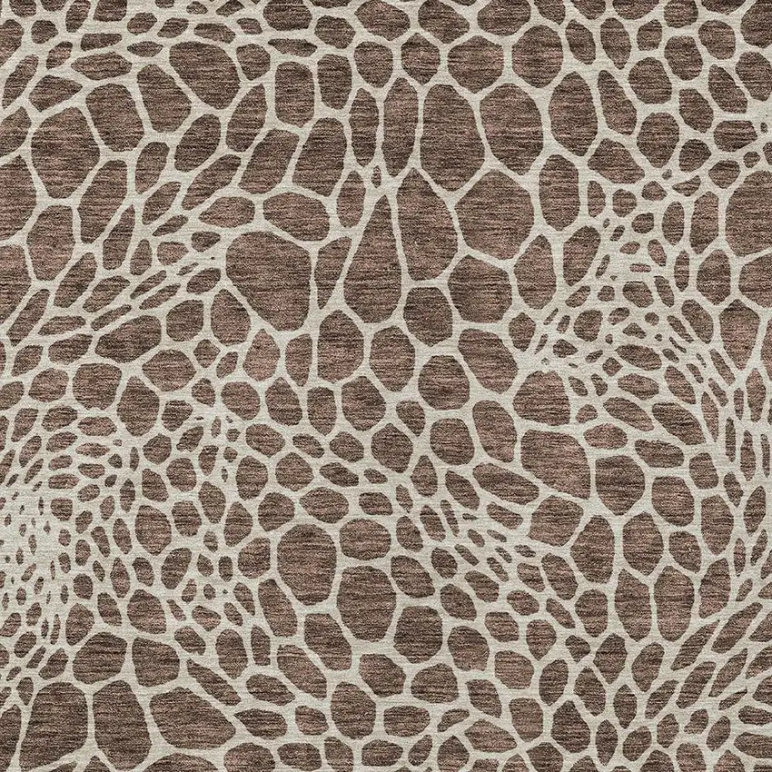 Brown And Beige Geometric Washable Indoor Outdoor Area Rug Photo 7