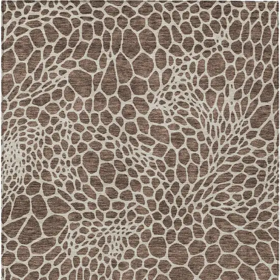 Brown And Beige Geometric Washable Indoor Outdoor Area Rug Photo 8