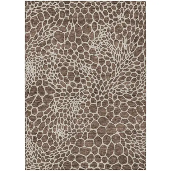 Brown And Beige Geometric Washable Indoor Outdoor Area Rug Photo 2