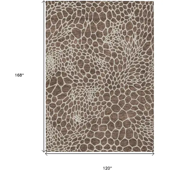 Brown And Beige Geometric Washable Indoor Outdoor Area Rug Photo 3