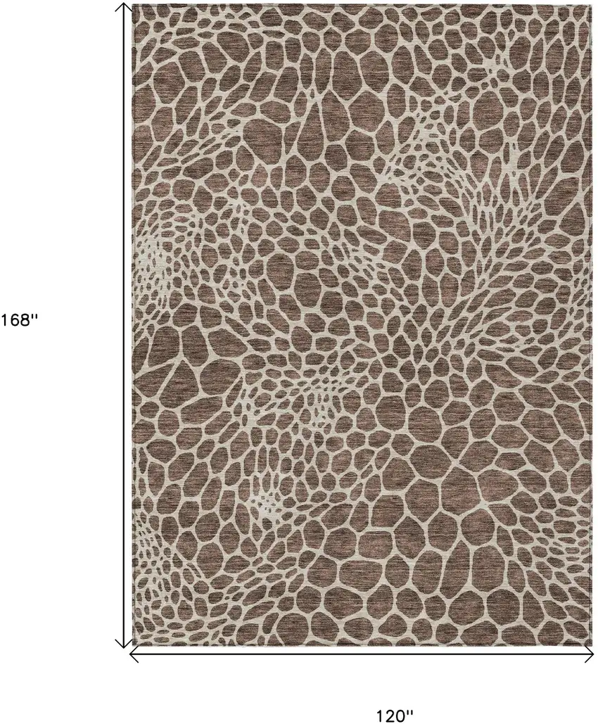 Brown And Beige Geometric Washable Indoor Outdoor Area Rug Photo 3