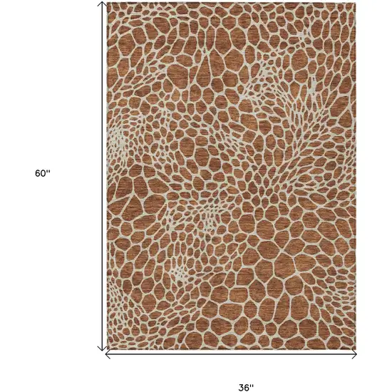 Brown And Beige Geometric Washable Indoor Outdoor Area Rug Photo 3