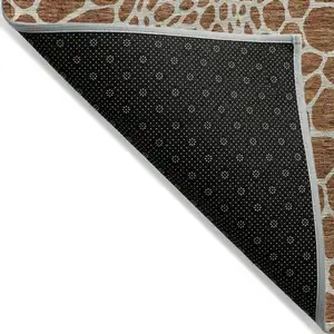 Photo of Brown And Beige Geometric Washable Indoor Outdoor Area Rug