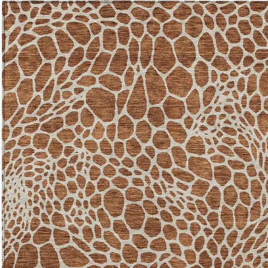 Brown And Beige Geometric Washable Indoor Outdoor Area Rug Photo 7