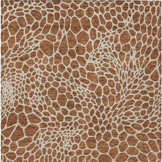 Brown And Beige Geometric Washable Indoor Outdoor Area Rug Photo 8