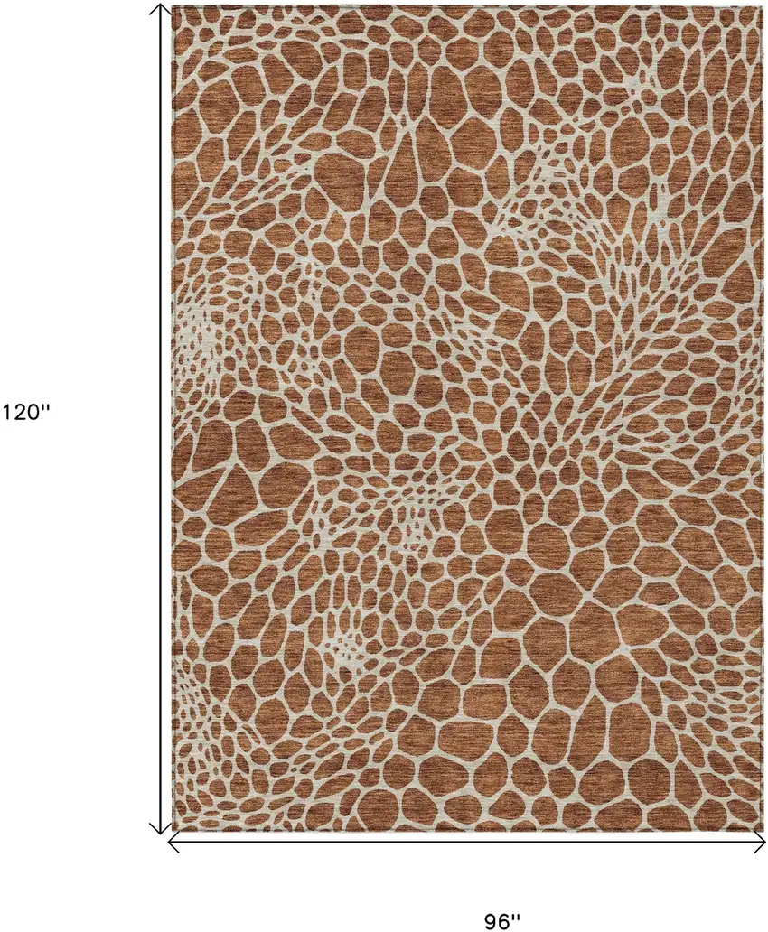 Brown And Beige Geometric Washable Indoor Outdoor Area Rug Photo 3
