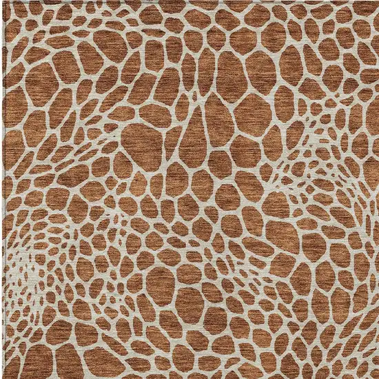 Brown And Beige Geometric Washable Indoor Outdoor Area Rug Photo 7
