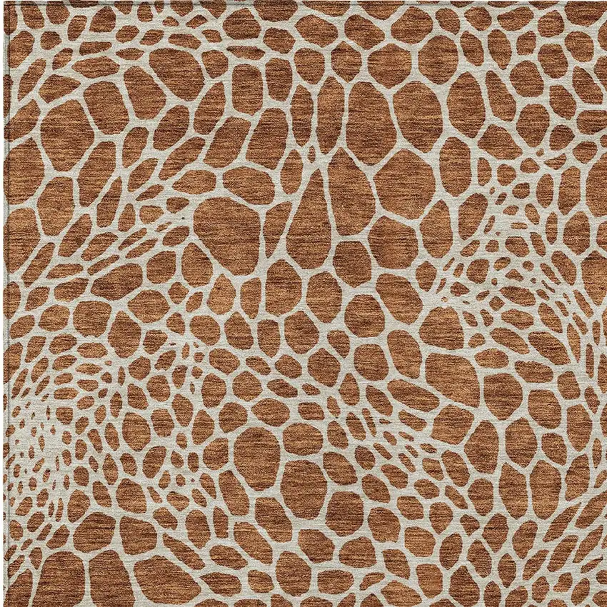 Brown And Beige Geometric Washable Indoor Outdoor Area Rug Photo 7
