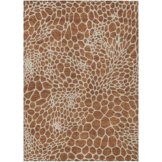 Brown And Beige Geometric Washable Indoor Outdoor Area Rug Photo 2