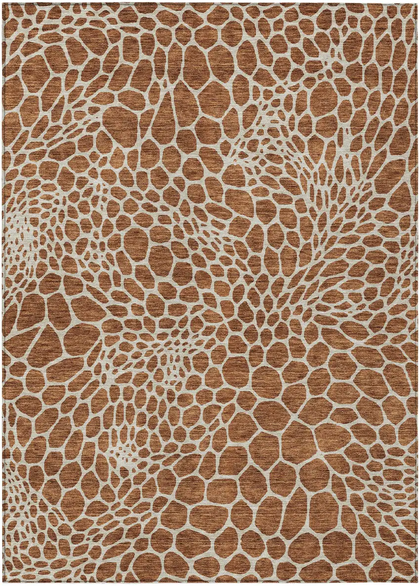 Brown And Beige Geometric Washable Indoor Outdoor Area Rug Photo 2