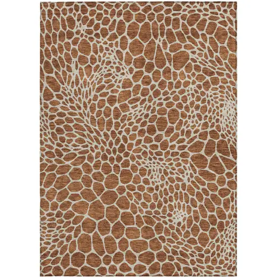 Brown And Beige Geometric Washable Indoor Outdoor Area Rug Photo 8