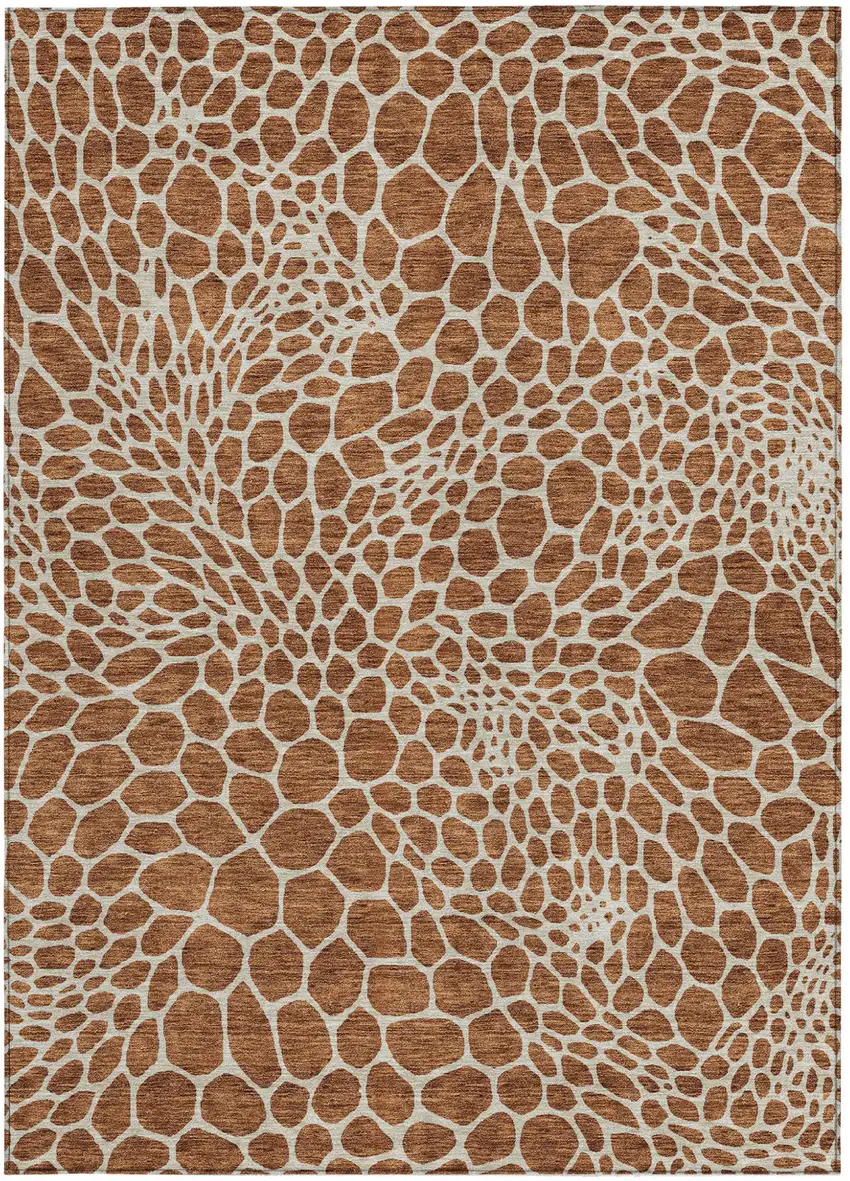 Brown And Beige Geometric Washable Indoor Outdoor Area Rug Photo 8