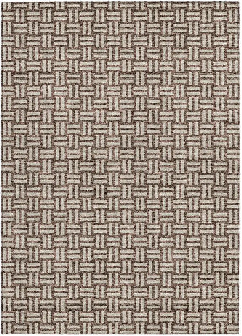 Brown And Beige Geometric Washable Indoor Outdoor Area Rug Photo 7