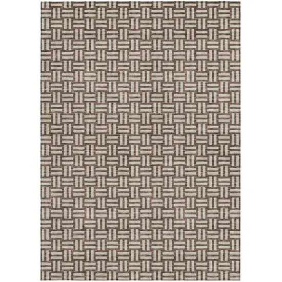 Brown And Beige Geometric Washable Indoor Outdoor Area Rug Photo 7