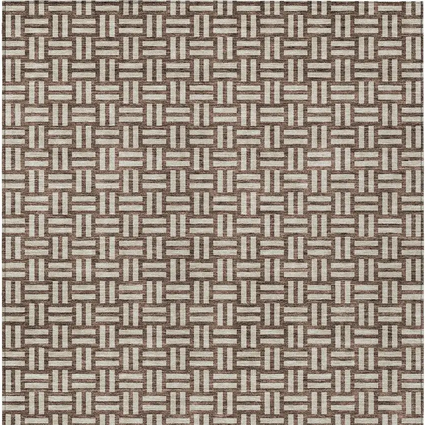Brown And Beige Geometric Washable Indoor Outdoor Area Rug Photo 6