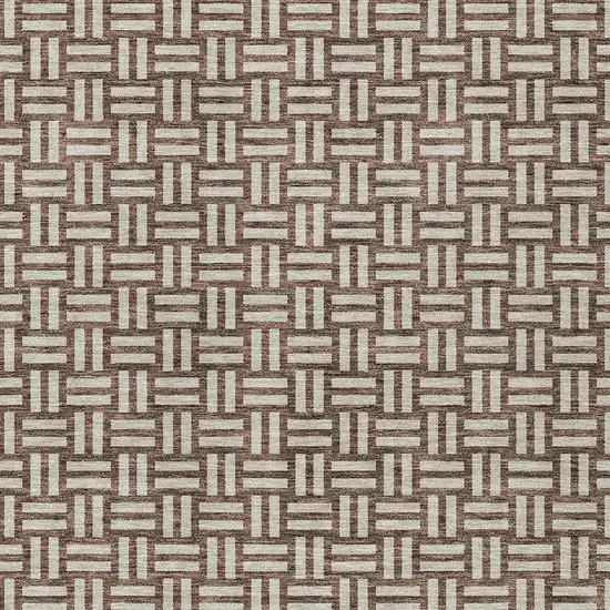 Brown And Beige Geometric Washable Indoor Outdoor Area Rug Photo 6