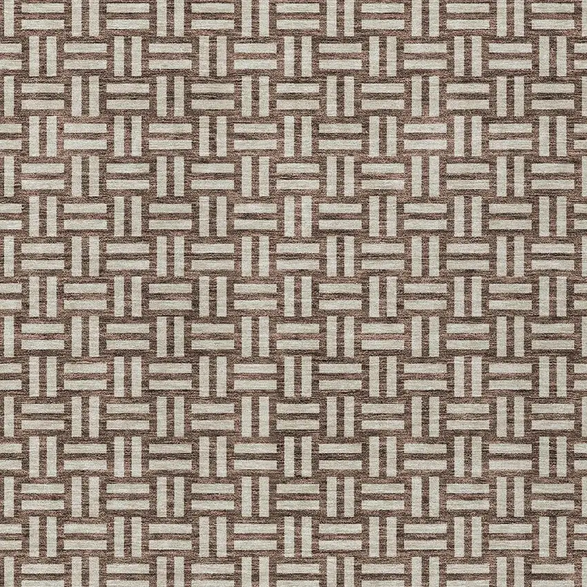 Brown And Beige Geometric Washable Indoor Outdoor Area Rug Photo 6