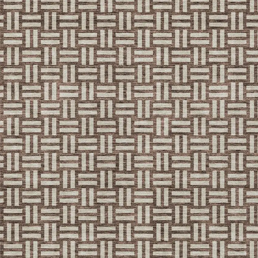 Brown And Beige Geometric Washable Indoor Outdoor Area Rug Photo 6