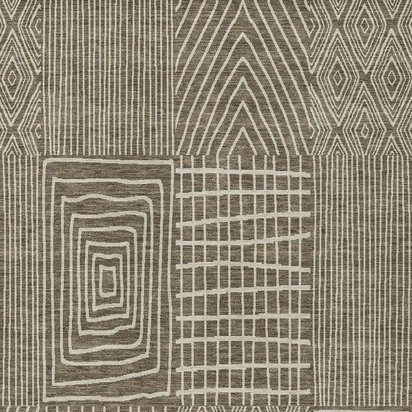 Brown And Beige Geometric Washable Indoor Outdoor Area Rug Photo 5