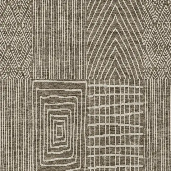 Brown And Beige Geometric Washable Indoor Outdoor Area Rug Photo 6