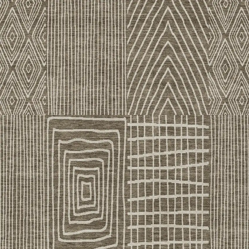 Brown And Beige Geometric Washable Indoor Outdoor Area Rug Photo 6
