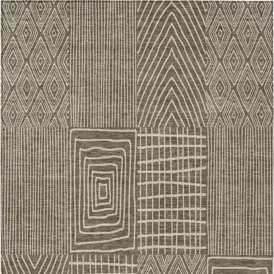 Brown And Beige Geometric Washable Indoor Outdoor Area Rug Photo 5