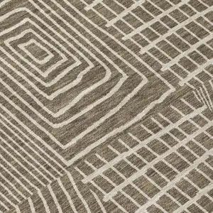 Photo of Brown And Beige Geometric Washable Indoor Outdoor Area Rug
