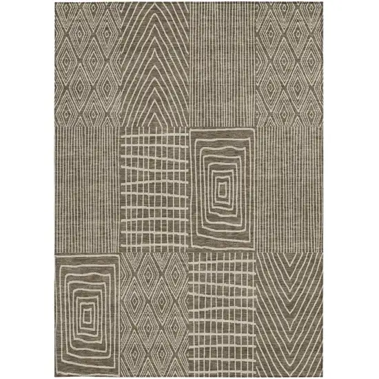 Brown And Beige Geometric Washable Indoor Outdoor Area Rug Photo 6